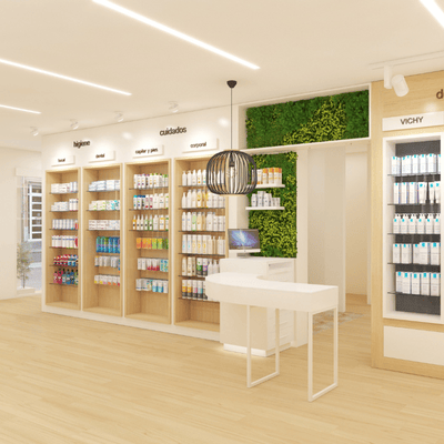 interior de la farmacia sanchez romero en barbate en cadiz